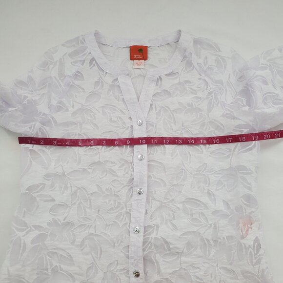 Hearts Of Palm Women's Leaf Burnout Pattern Print Blouse White Size 6 NWT - Picture 12 of 14